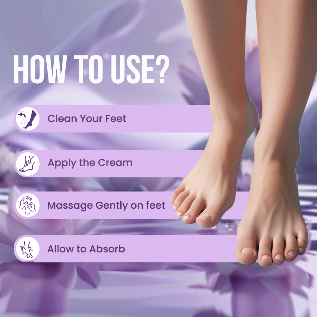 Age-Less Intensive Foot Cream for dry, chapped feet. Moisturizes with Shea Butter by Mitchell USA - How to use